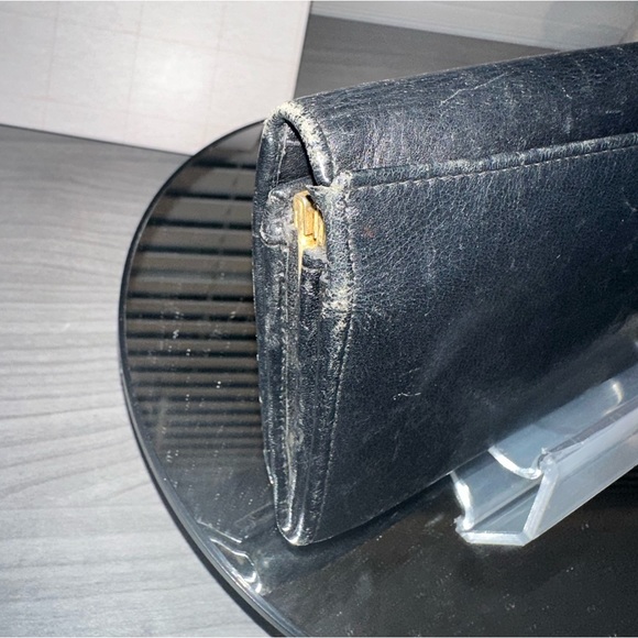 CELINE Long Wallet, Black Leather with Gold Hardware + Triomphe Logo - Picture 12 of 14